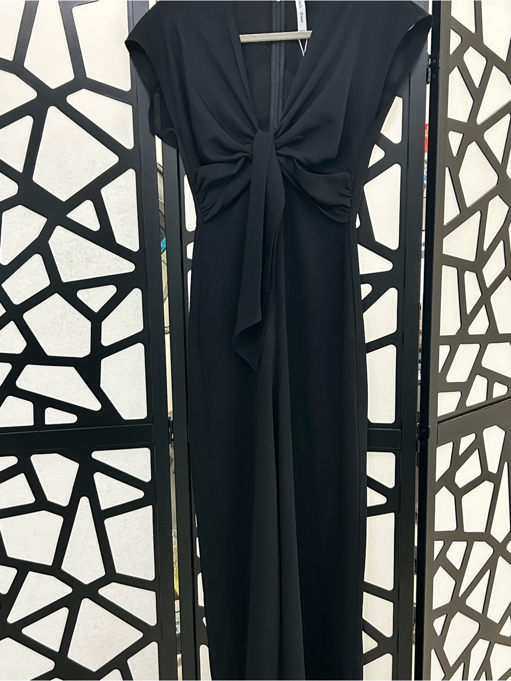 Mango Black Maxi Dress with Front Tie